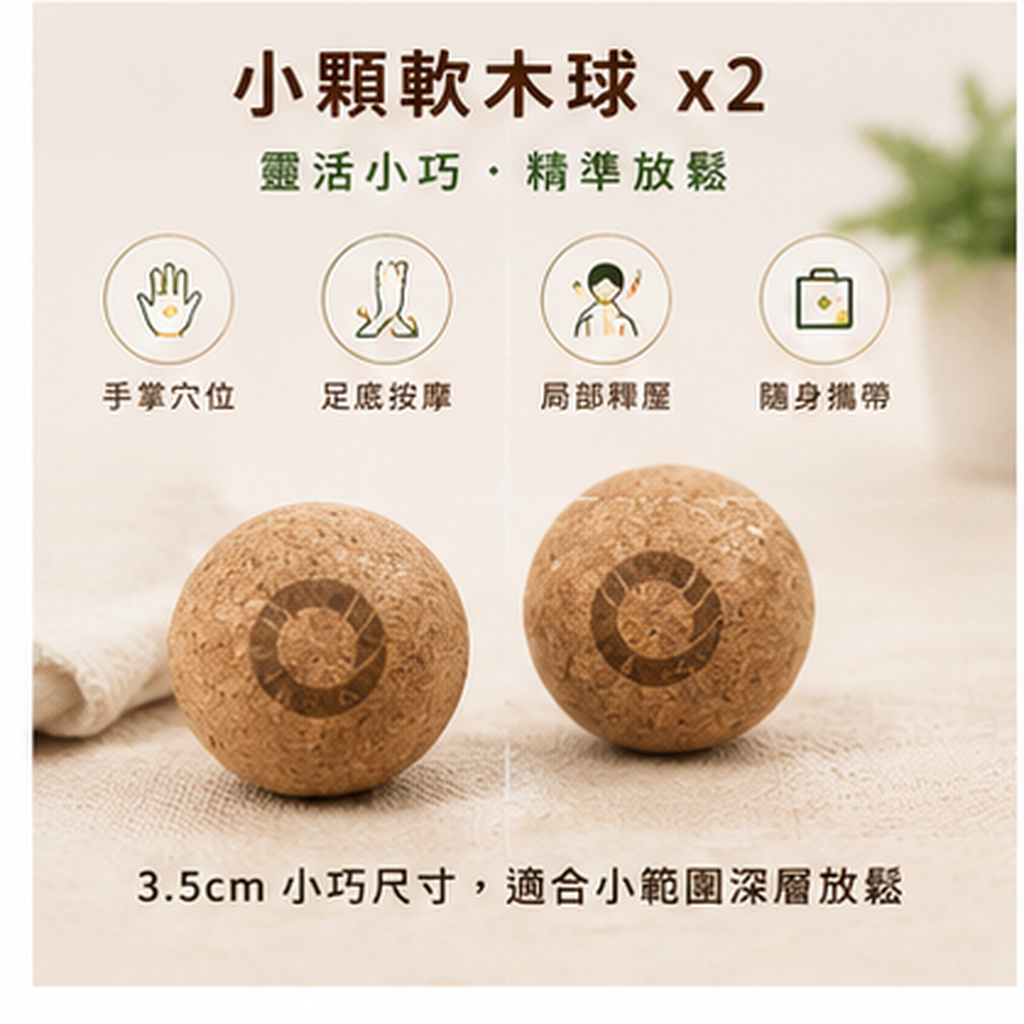 【新春限定】$999 帶回全身舒壓｜原木放鬆棍・軟木球・彈力帶｜零門檻入門組合
