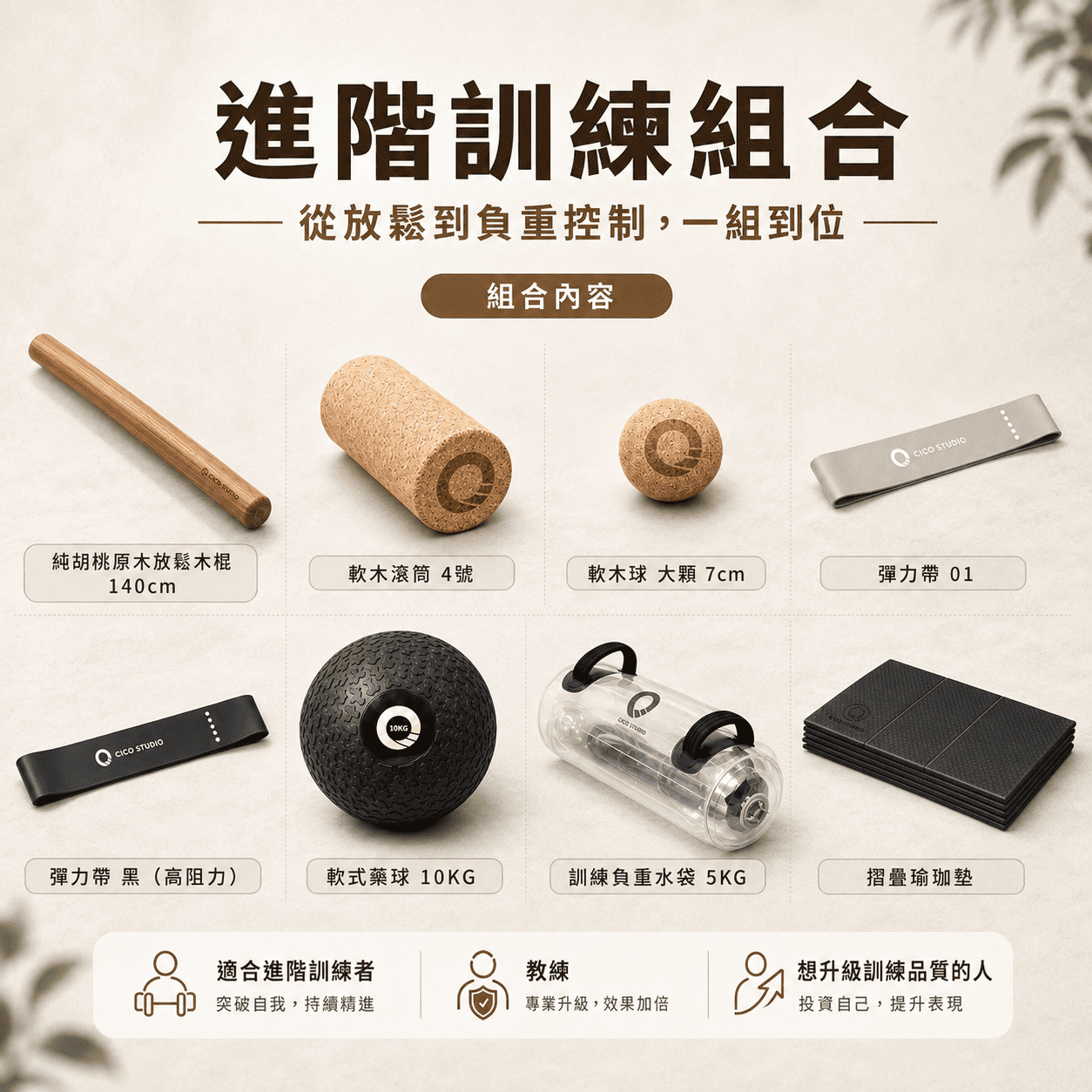【新春限定】$4,999 專業教練級組合包｜從深度放鬆到高強度重量訓練｜內含摺疊瑜珈墊