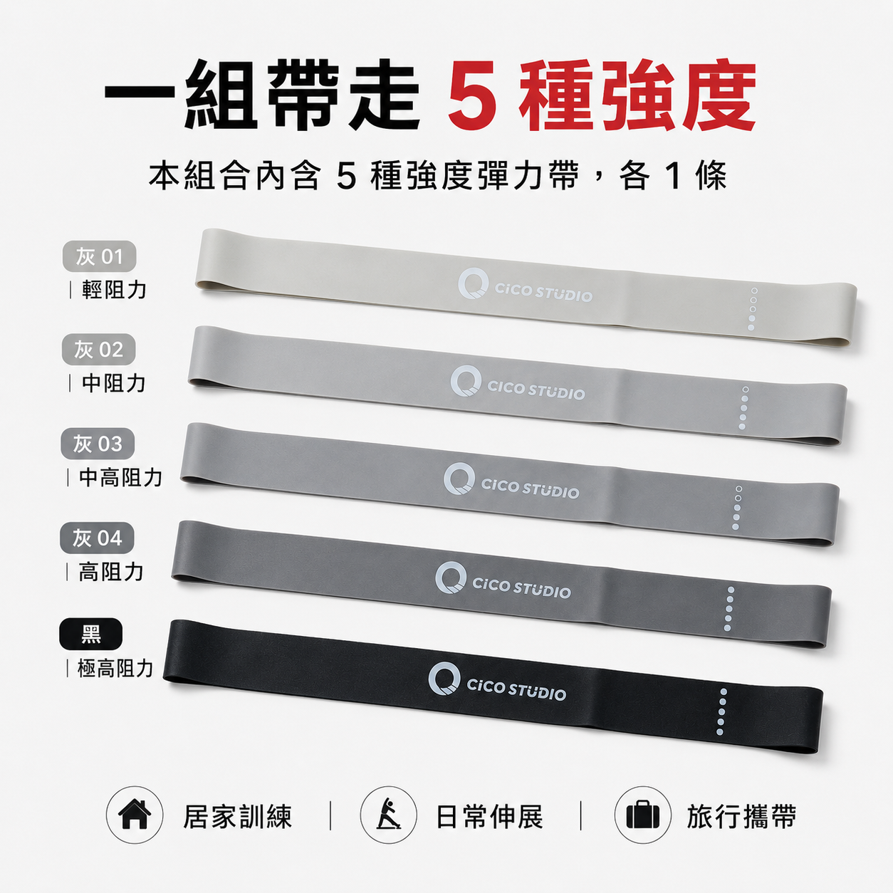 【交換禮物推薦】長版彈力帶套組｜五種強度、一次打包