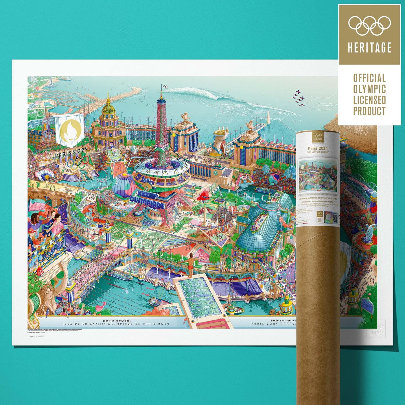 Paris 2024 Official Poster Classic Edition - Full Panorama | 2024 巴黎奧運官方海報 - 經典全幅複刻版